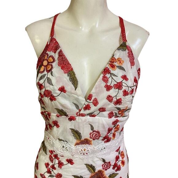 Beulah Style Tiered Rose Embroidered Maxi Dress Size S - Picture 3 of 13